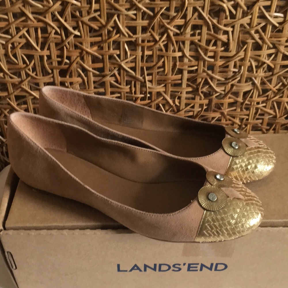 Lands’End Suede Owl Flats